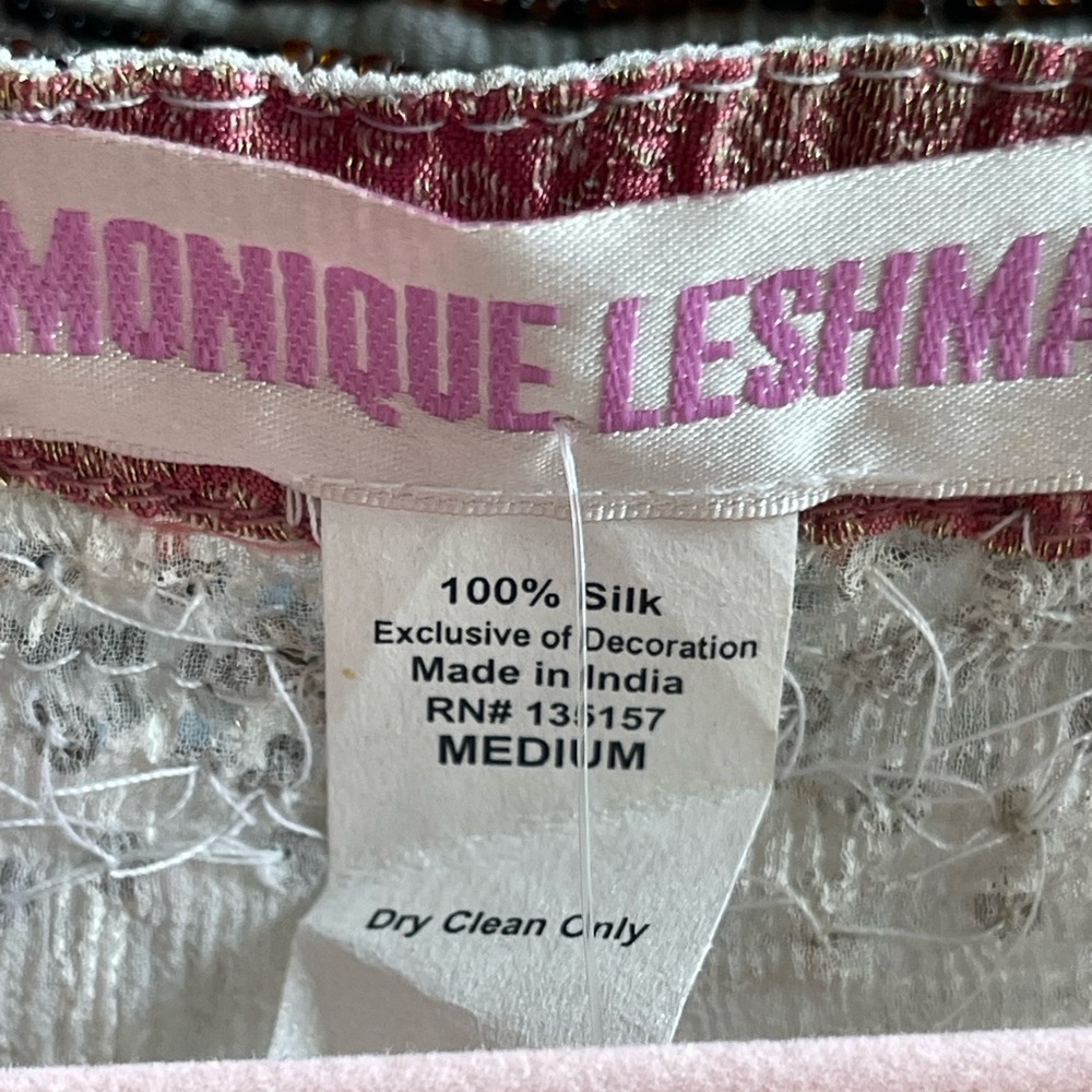 NWT Monique Leshman 100% Silk Southwestern Transparent Embellished Tunic - Picture 8 of 16